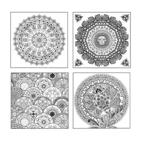 PHOENIX - Coloring Board - Set of 4 Pre-drawn Painting Boards - 25x25cm - Mandala