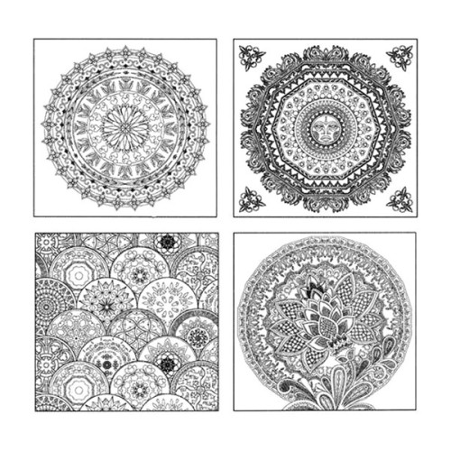 PHOENIX - Coloring Board - Set of 4 Pre-drawn Painting Boards - 25x25cm - Mandala