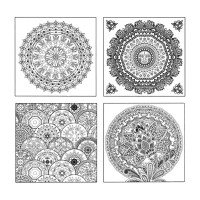 PHOENIX - Coloring Board - Set of 4 Pre-drawn Painting Boards - 25x25cm - Mandala