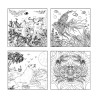 PHOENIX - Coloring Board - Set of 4 Pre-drawn Painting Boards - 25x25cm - Marine