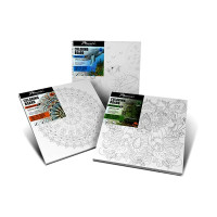 PHOENIX - Coloring Board - Set of 4 Pre-drawn Painting Boards - 25x25cm - Mandala