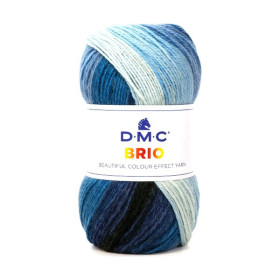 DMC - Brio - Multicolour Wool-Acrylic Yarn - Ball 100g/345m - White / Blue / Grey