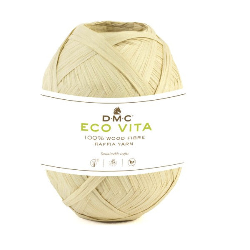 DMC - Eco Vita Raffia - 100% Fibre de Bois - Pelote 50g/100m - Blanc Cassé