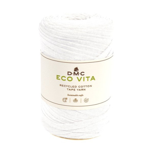 DMC - Eco Vita Tape Yarn - Fil Tubulaire Recyclé - Pelote 250g/120m - Blanc