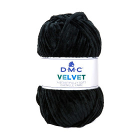 DMC - Velvet - Fil Chenille 100% Polyester - Pelote 100g/100m - Noir