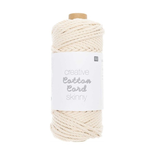 RICO - Creative Cotton Cord Skinny 190g/55m - Macramé Yarn - Skinny Ecru