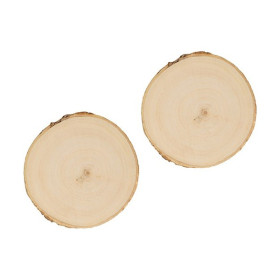 ARTEMIO - Round Poplar Wood Slices - 9-10 cm - Set of 2