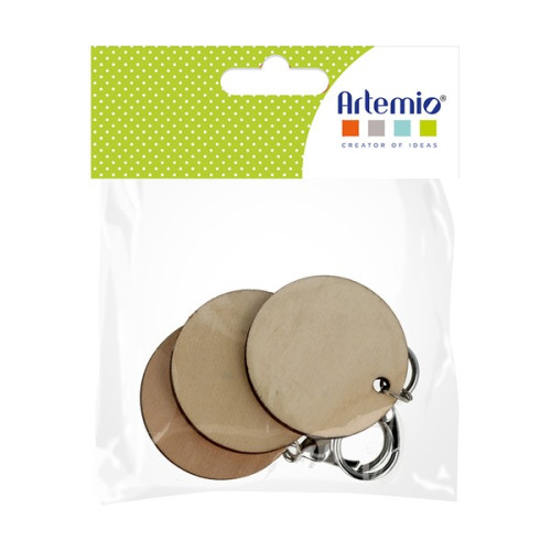 ARTEMIO - Wooden Keyrings - Rounds 50 x 5 mm - Set of 3