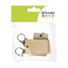 ARTEMIO - Porte-Clés en Bois - Rectangles 55 x 35 x 5 mm - Set de 3