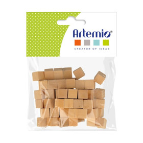ARTEMIO - Wooden Cubes - Square Corners - 12 x 12 mm - Set of 72