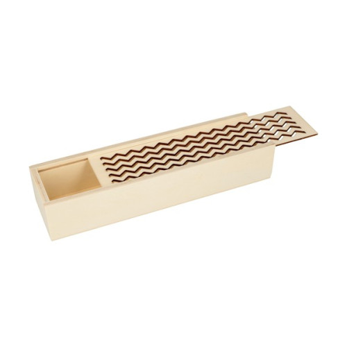 ARTEMIO - Boîte Plumier en Bois - Motif Vague - 24 x 6,5 x 4,5 cm