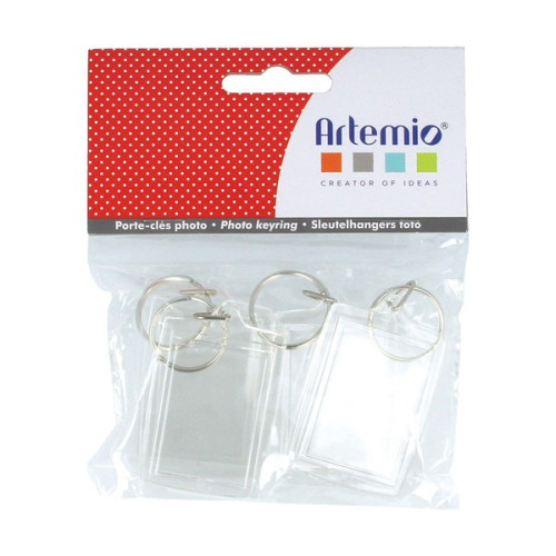 ARTEMIO - Transparent Photo Keyrings - Rectangles 30 x 45 mm - Set of 4