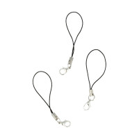 ARTEMIO - Cordons Téléphone + Attaches - Noir - 7 cm - Set de 15