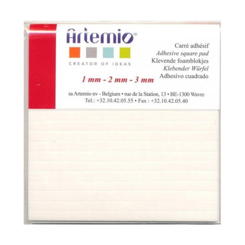 ARTEMIO - Pads 3D Adhésif Mousse - Set de 1083 - 5x5mm - 1/2/3mm