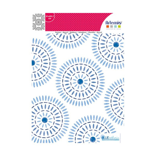 ARTEMIO - Stencil A4 - Blue Ethnic Rosettes