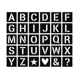 ARTEMIO - Set de 30 Pochoirs - 6 x 6 cm - Alphabet - Base