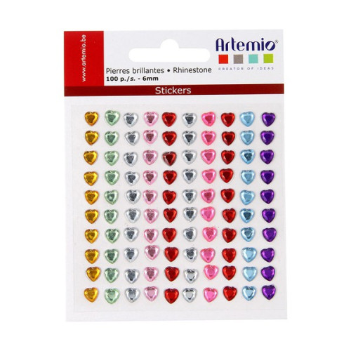 ARTEMIO - Pierres Adhésives - Set de 100 - HEARTS - 6mm