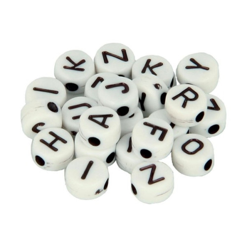 ARTEMIO - Perles Alphabet - Set de 300 - 6MM - BLANC / NOIR