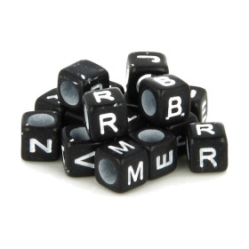 ARTEMIO - Alphabet Beads - Set of 300 - 6MM - NOIR ET BLANC