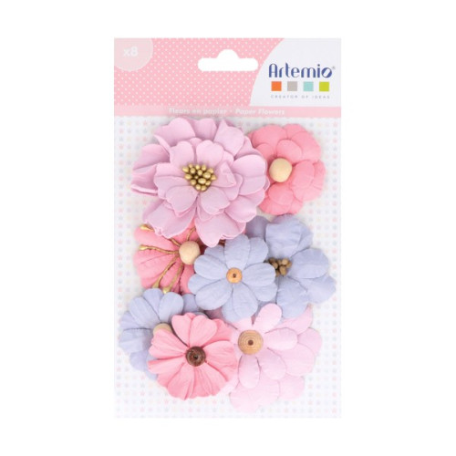 ARTEMIO - Paper Flowers - Set of 8 - PERLES - Lovely Swan