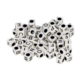 ARTEMIO - Perles Alphabet - Set de 300 - 6MM - BLANC / NOIR