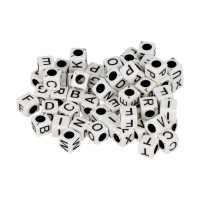 ARTEMIO - Perles Alphabet - Set de 300 - 6MM - BLANC / NOIR