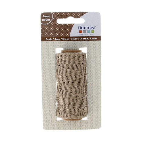 ARTEMIO - Bobine Ficelle Naturel Ficelle - 1 mm x 60 m