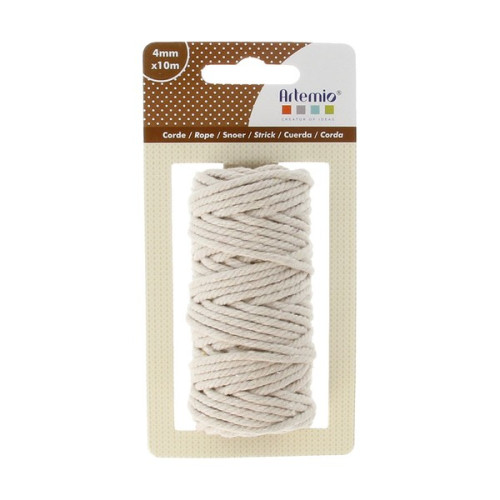 ARTEMIO - Cabled Cotton Twine Reel - 4 mm x 10 m - Ecru