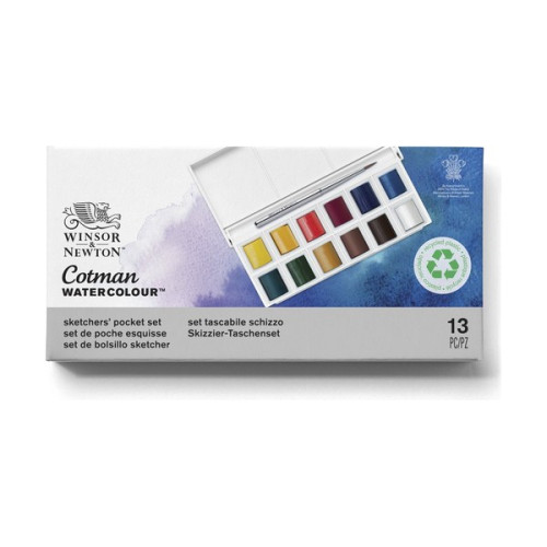 Winsor & Newton - Boîte Aquarelle Cotman Sketchers' Pocket 12 Demi-Godets