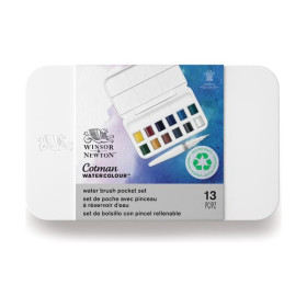 Winsor & Newton - Cotman Watercolour Water Brush Pocket Set 12 Half Pans