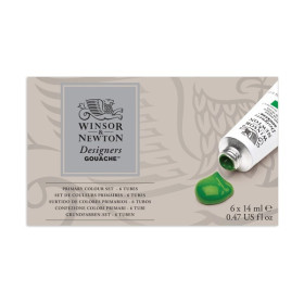 Winsor & Newton - Set Gouache Designers Couleurs Primaires 6 x 14ml