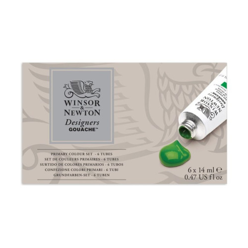 Winsor & Newton - Set Gouache Designers Couleurs Primaires 6 x 14ml