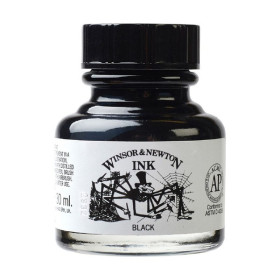 Winsor & Newton - Encre à Dessiner - 30ml - Noir Waterproof