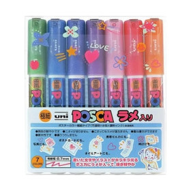 POSCA - Marqueurs PC-3M - Set de 7 - Paillettes