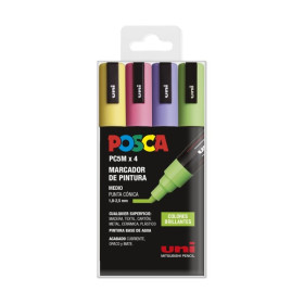 POSCA - Marqueurs PC-5M - Étui de 4 - Couleurs Vives